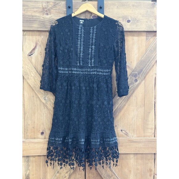 Anna Sui x INC Womens Sz 4 Black Floral Lace Witchy Goth Fairy Dress Whimsigoth - Picture 2 of 5